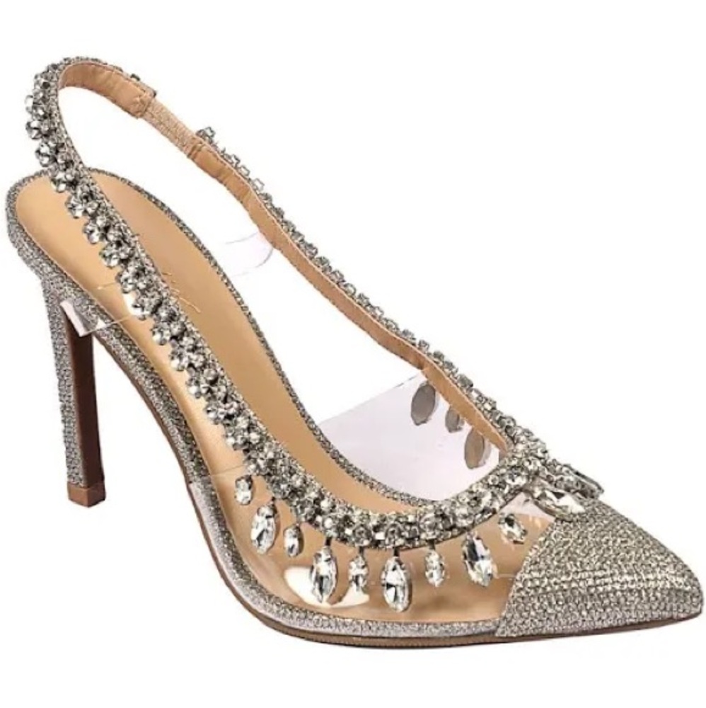 NIB Thalia Sodi Womens Kenzeyy Pumps, Silver with Rhinestones , Size 5.5 M